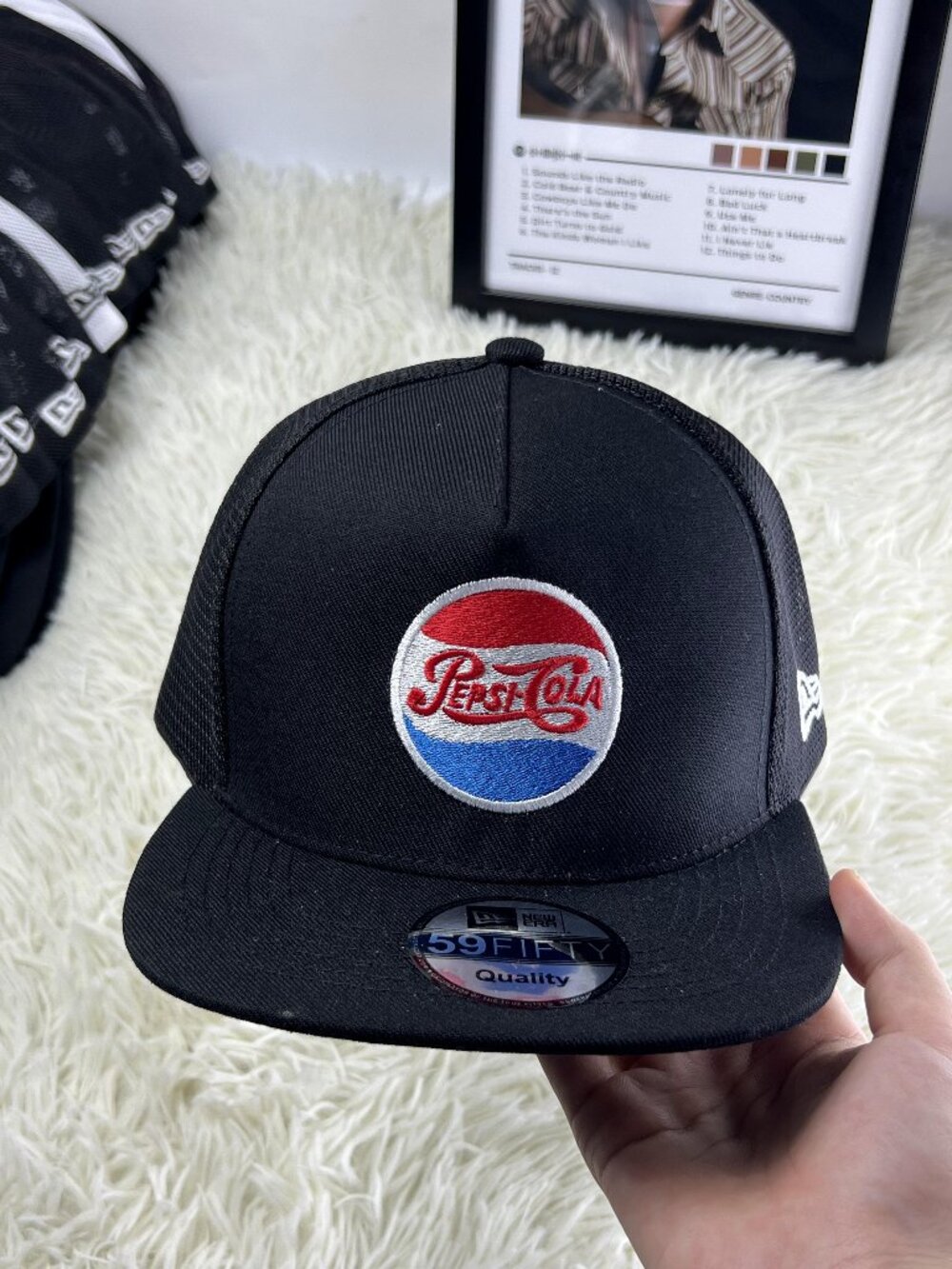 Pepsi Cola Embroidered Snapback Hat Black Trucker Cap Vintage Soda Logo Baseball